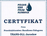 certyfikat polskiej Izby Paliw Płynnych
